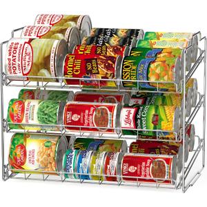 Deco Brothers Stackable Can Rack Organizer for Kitchen and Pantry, Holds Upto 36 Cans, Chrome Finish