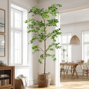 Erimda Faux Black Olive Tree 8ft, Faux Plants Indoor Large Tall Tree Artificial Shady Lady Tree with Natural Wood Trunk & Realistic Leaves, Fake Olive Plant for Home Office Indoor Decor