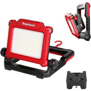 Cordless LED Work Light Compatible with Dewalt and Milwaukee 18-20V Battery, 4000 LM 25 W, Flickerless, Brightness Adjustable, Foldable Base with Magnets, (Battery/Charger Not Included)