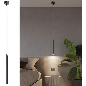 JBZ LED Pendant Light with Height Adjustable, 3000K Pendant Lighting for Kitchen Island, Modern Cylindrical Chandelier for Hallway, Bedroom, Dining Room, Bar, Living Room Lighting (30cm/0.98ft)