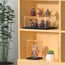 JUJOMAT Acrylic Display Case for Collectibles Clear Acrylic Display Box for Lego Action Figures Doll Hobby, Dustproof Stackable Storage Case, Assembly Required, Black Base (8 x 8 x 12 inches)