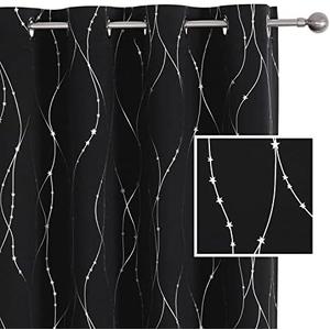 SMILE WEAVER Black Blackout Curtains for Living Room 96 Inch Long 2 Panels,Room Darkening Bedroom Curtain-Grommet Soft Thick Window Drapes Energy Saving Noise Reducing Thermal Insulated