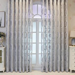 VOGOL Classic Grey Damask Sheer Curtains, Vintage Inspired Floral Voile Curtain Panels for Living Room, Light Filtering Rod Pocket Drapes for Bay Window, 2 Packs, 52 x 96