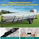 1200D 5-Layer Jon Boat Cover 14-16ft with Motor Cover | Super Waterproof (2-Layer PU, 1" Seam Tape) | UV Resistant, 9+4 Windproof Straps | Mooring/Trailerable