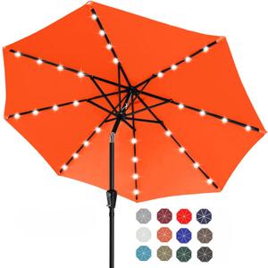 ABCCANOPY Durable Solar Led Patio Umbrellas with 32LED Lights 11FT (Coral Orange)
