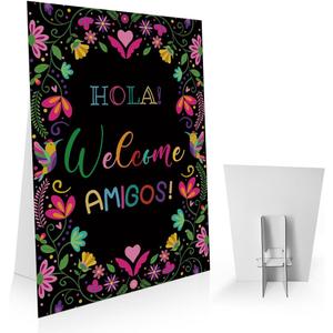 Fiesta Party Welcome Sign, Black Fiesta Decor Mexico Table Sign, Taco Party Decorations, Mexican Baby Shower Sign, Mexican Birthday Party Sign, Cinco De Mayo Party Decorations-MAYLP02