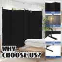 GOJOOASIS Room Divider 4 Panel Folding Privacy Screen, Portable Small Room Dividers Partition 88" Wall Dividers for Room Separation Upgrated Seamless Accordion Room Divider (Black, Type A)
