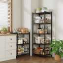 Storage Shelves, 5-Tier Metal Shelving Unit with Adjustable Feet, Compact Shelf Organizer for Garage, Kitchen, Pantry and Closet Organization,17.7" x 11.8" x 56.3", Black