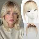 HAIRCUBE Bangs Hair Clip in Bangs 100% Real Human Hair Bangs Clip in Hair Extensions Fake Bangs Air Bangs Hairpieces for woman with Temples 3 Secure Clips in Full Fringe (T4/4/613#)