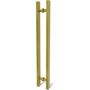 36 inch Stainless Steel Door Handle Double Sided, Pull Push Sliding Barn Door Handle, Commercial H Shape Glass Shower Door Pull Handles, Brushed Gold (36inch / 90cm)