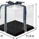10 Inch Clear Cake Box,4 Pcs 10" X 10" X 9" Transparent Cake Box with Ribbon for 8" Cakes- Tall Cake Boxs- Clear Gift Boxes with Lid for Wedding Party and Gift Display (Black-4 Set)