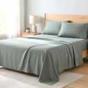 Beckham Hotel Collection Sheets Set King Size, 100% Cotton Sateen Fabric, Silky Smooth & Soft, Cool Touch, 16 Deep Pocket, 4-Piece, Aqua Gray