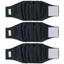 Wegreeco Washable Male Dog Belly Wrap - Pack of 3 - (Black, Black, Black, Large)