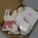 Glimin 24 Set Mini White Christmas Stockings Set with Red White Striped Scarf and Buttons 6 Inch Faux Fur Xmas Hanging Stocking Bulk Small Plush Xmas Stocking with Christmas Kraft Gift Tags