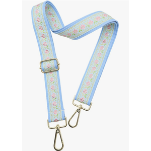 Purse Strap Adjustable Replacement Crossbody Bag Straps Retro Jacquard Embroidery Shoulder Straps for Shoulder Bag, Color: Diamond Trellis-black Buckle-blue-y12