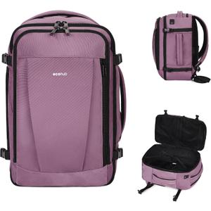 ECOHUB Travel Backpack 18x14x8 Spirit Airlines Personal Item Bag Carry On Backpack 13 Pockets Large Work Casual Daypack for men Airline Approved Waterproof Gym Backpacks with Charging Port, Pink (18 inch underseat)