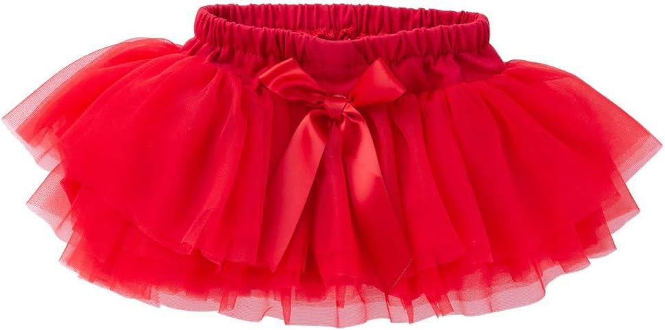 Anbaby Baby Girls Soft Tutu Skirt Toddler Ruffled Pants Diaper Cover (6-12 Months, Red)