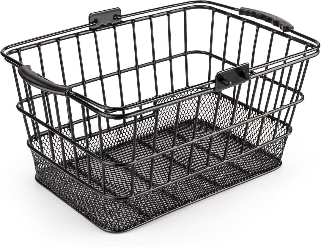 CXWXC Front Bike Basket with Handle Detachable Bicycle Basket for Groceries, Commuting, Shopping  Heavy Duty Wire Basket with Mounting Kit for Beach Cruiser City Commuter