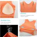 RUNNING GIRL Sports Bras for Women High Impact Seamless Ribbed Longline High Neck Workout Crop Tank Tops Padded (Orange, XL)
