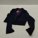 Cropped Blazer for Women Long Sleeve Notch Lapel Button Front Blazers Casual Work Office Cardigan Suit Jacket (Medium, Navy Blue)