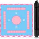 Soulchen Mahjong Mat 33'' x 33'' with Black Carrying Bag Anti Slip Noise Reducing Table Mat for Mahjong, Gaming Table Cover for Poker Board Tile Games Dominoes Mah Jong Accessories(Pink Edges)