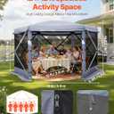 VEVOR Pop up Gazebo Screen Tent, 12 x 12 ft Large 6-Sided Camping Canopy Tent with Removable Top & Carry Bag, Quick-Set & Bite-Proof, Screen House Sun Shelter for 8-10 Persons Backyard Patio, Grey