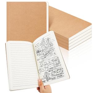 Zhanmai 2 Pack A5 Journal Refill 5.5 x 8.2'' Refillable Notebook Inserts A5 Paper Refill Kraft Travelers Journal Notebooks for Office School Writing Supplies, 100 Sheets/200 Pages (Ruled)