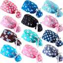 12 Pcs Dental Scrub Cap for Women Nurse Cap with Button Adjustable Dentist Surgical Hat Long Hair Ponytail Pouch Hat