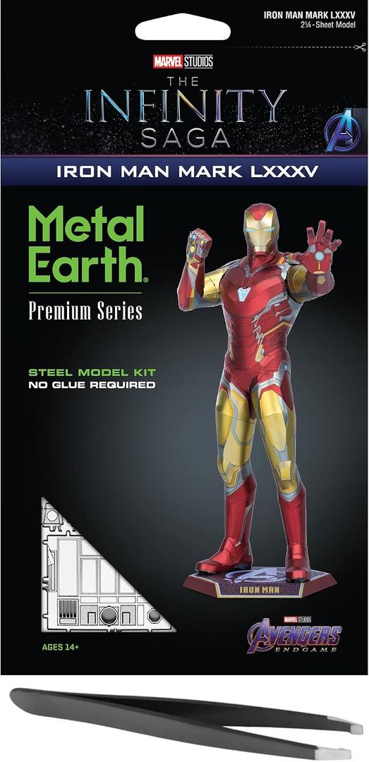 Metal Earth Premium Series Marvel Iron Man Mark LXXXV 3D Metal Model Kit Bundle with Tweezers Fascinations