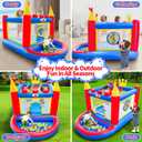 WELLFUNTIME Inflatable Bounce House with Blower, PVC Bouncer for Kids Ages 3-8, Indoor and Outdoor Bouncy Playhouse, Jumping Castle with Pump, Ball Pit, Ringtoss and Target Game, Bouncer for 3 Kids