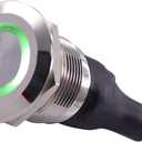 Anti-Vandal LED Switch Prewired (25mm, Silver Housing, Green LED)