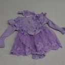 Baby Girl Tulle Birthday Party Princess Dress Long Sleeve Lace Flower Tutu Romper Dress Newborn Fall Clothes (12-18 Months, Purple)