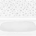 Pack and Play Sheet Quilted, Breathable Thick Playpen Lovely Print Cover 39"×27"×5" Compatible with Graco Portable Mini Cribs, Suitable for Yards and Foldable Mattress Pack and Play Pad, White Star