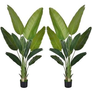 Artificial Bird of Paradise - Fake Plants Indoor Faux Tropical Palm Potted Dypsis Lutescens for Home Office Decor Housewarming