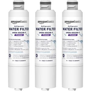 Amazon Basics Replacement Samsung DA29-00020B Refrigerator Water Filter Cartridge, NSF Certified, Reduces Contaminants, 3-Pack