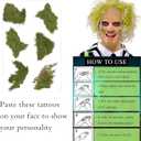 Halloween Black and White Striped Blazer Suit for Men Tie Shirt Green Face Sticker Outfit Costume (L)