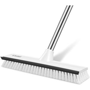 SetSail Upgraded Large 12 in Wide Floor Scrub Brush with 51-Inch Long Adjustable Handle 2 in 1 Scrape Brush Stiff Bristle Floor Scrubber for Cleaning Shower Bathroom Garage Kitchen Wall Deck Tub Tile