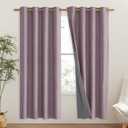NICETOWN Chaise Mauve Vintage Linen 100% Blackout Curtains for Living Room, Thermal Insulated Curtains 72" Long, Noise Reducing Window Treatment Drapes for Hall Room, 52" Wide Per Panel, Set of 2