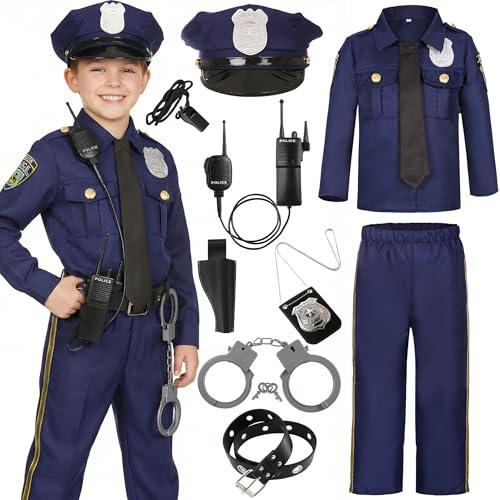 Ekoropshop Police Costume for Boys Cop Uniform Costume for Halloween Cosplay Party Dress Up-Small