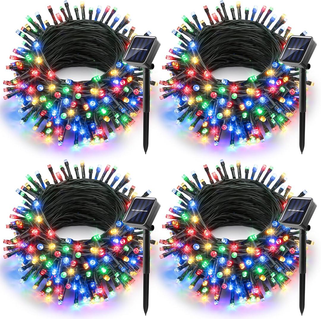Joomer Solar Christmas Lights Outdoor, 4 Pack Total 156FT 400LED 8 Lighting Modes Solar String Light Waterproof Fairy Tree Lighted for Garden Yard Patio Christmas Decoration (Multicolor)
