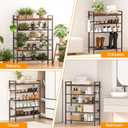 4 Tier Shoe Rack, Shoe Rack for Entryway with Hook, Shoe Organizer with Adjustable Mesh Shelves, Metal Shoe Storage, Closet, Bedroom Living Room Garage