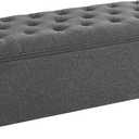 SONGMICS Storage Ottoman Bench, Foot Rest with Legs, 15.7 x 43.3 x 15.7 Inches, End of Bed Bench, Storage Chest, Load up to 660 lb, for Living Room, Bedroom, Entryway, Dark Gray ULSF088G01