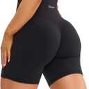Danysu Hidden Scrunch Shorts for Women 5" No Front Seam Biker Shorts Brazilian Butt Lift (X-Large, Black)