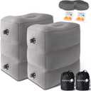 Sunany Inflatable Travel Foot Rest Pillow, Airplane Bed for Kids and Toddler, Adjustable Height Portable Elevating Leg, Trains, Cars, Home, Office (2 Pack)