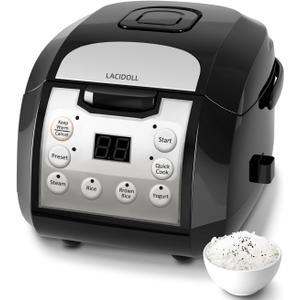 Rice Cooker 10 Cup, Stainless Steel Inner Pot, Low Carb Large Rice Maker with Steamer Basket Steamer, 24H Delay Timer and Auto Keep Warm,Brown Rice/Risotto/Oatmeal/Soup/Steam/Slow Cook