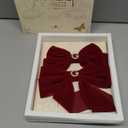 2Pcs Velvet Hair Bows Set – Red Elegant Bow Clip & Long Ribbon Hair Clip, Personalized Hair Accessories for Women, Girls & Kids, Gift for Weddings, Birthdays, Christmas (Red, Letter G, 2 Pack)
