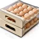 Koja 32-Egg, 2-Drawer Stackable Storage Container Holder for Refrigerator. Smooth Slide-out Drawers. BPA-free Kitchen Organizer, Space-Saving, Easy Access Design for Fridge. Durable and Leak-Proof (Beige)