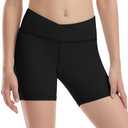 Runhit Girls Volleyball Shorts Youth V Cross Waist Black Spandex Kids Dance Biker Athletic Compression Shorts, 4 Pcs. Size XL