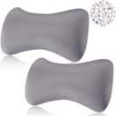 Thyle 2 Pack Bead Neck Pillow Small Bone Shape Neck Support Cushion for Bed Sofa Travel Soft Pillow for Home Sleeping Headrest and Lumbar Support(Grey)