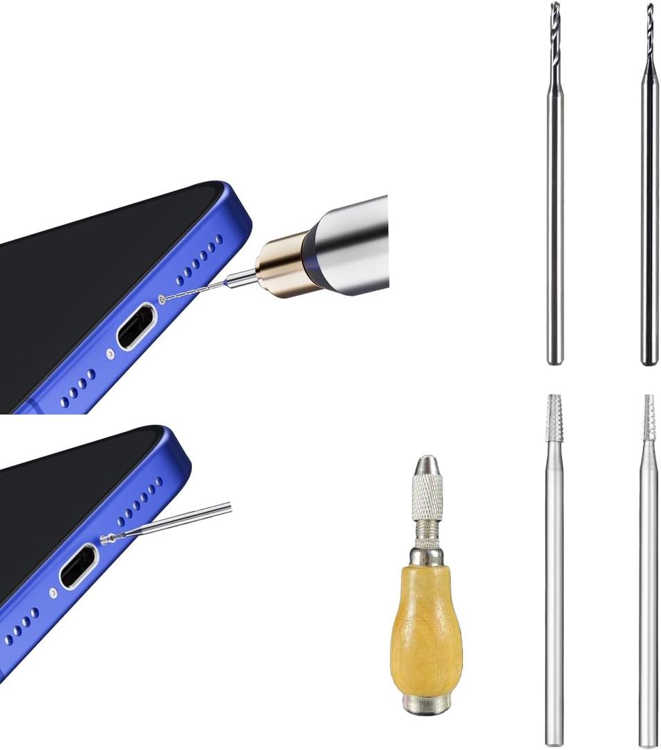 Damaged Screw Removal for Cell Phone, Broken Screw Extractor Set,4 Tungsten Steel Drill Bits(2.35mm) for Removing Stripped & Damaged Screws from Cell Phone, Laptops, Electronics, DIY Repair Tool Kit